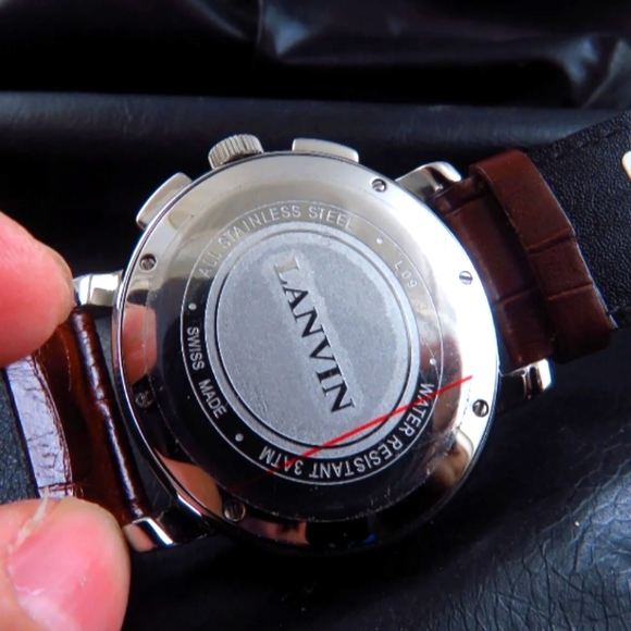 GENUINE NEW SWISS MADE LANVIN BIG  CHRONOGRAPH QUARTZ MEN WATCH - Picture 3 of 5